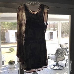 Bcbg maxazria sheet asymmetrical angel sleeve with built in tank dress